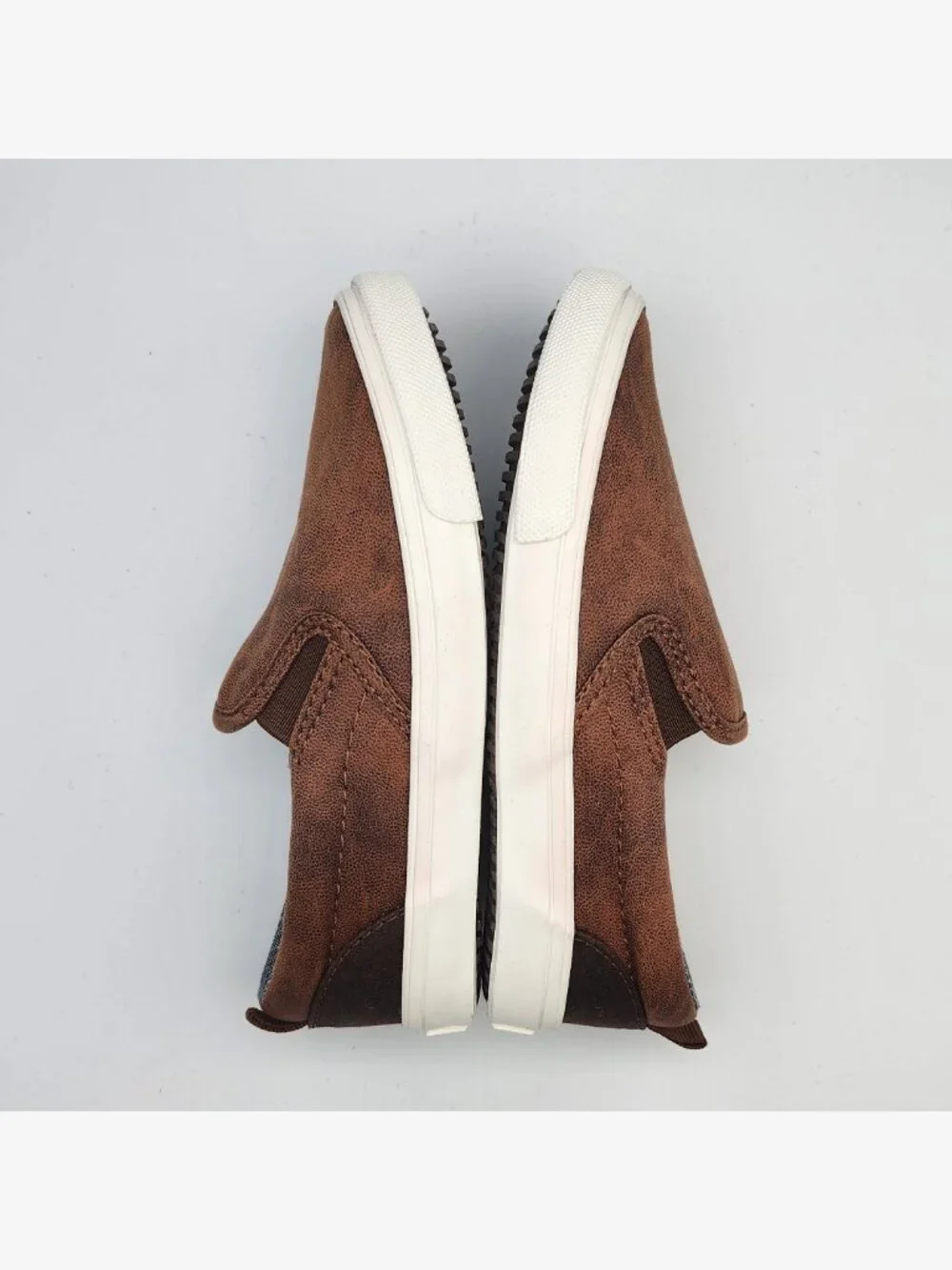 Brown Leather Slip-On Sneakers | Kid's 9